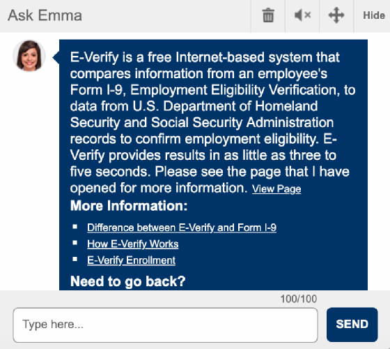 Emma, the U.S. Citizenship and Immigration Service chatbot