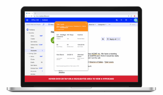 Screenshot of MicroStrategy 2019's HyperCard feature