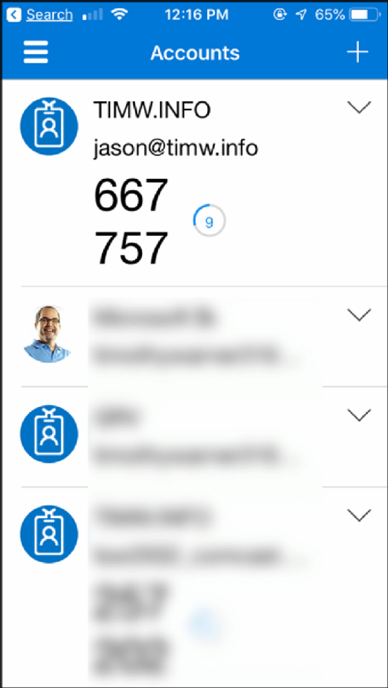 Verification code from mobile app verification option
