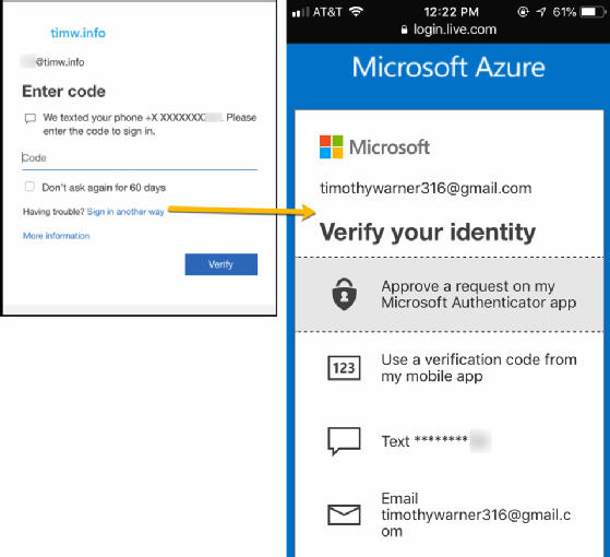 Choosing a different verification method