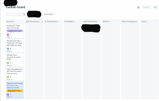 Jira's Kanban board view