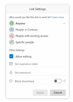 Image of the OneDrive app interface showing sharing and editing permissions 