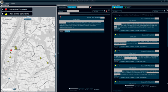 Screenshot of the NYPD's Patternizr crime analysis tool
