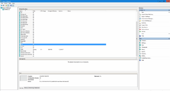 Hyper-V Manager VM list