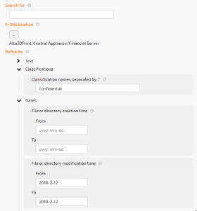 Screenshot of Active Archive search interface