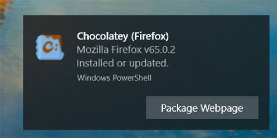 Notification with package webpage