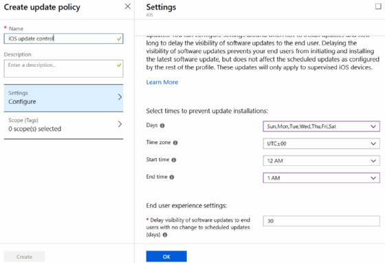Configure iOS maintenance windows