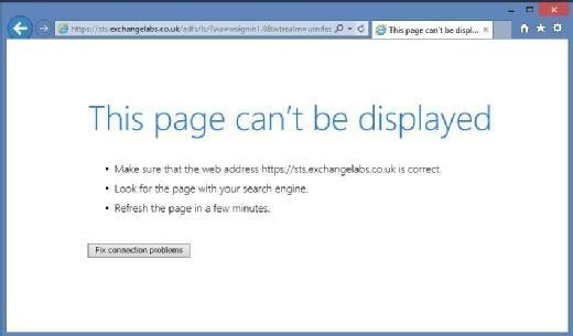Office 365 outage display
