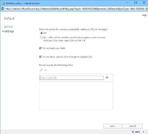 Create or alter safe link policies