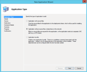 New application wizard in MDT