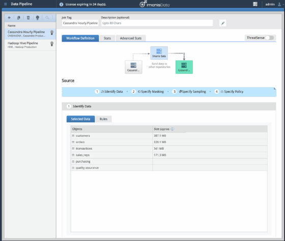 Screenshot of Imanis Data app