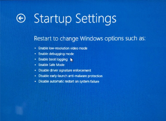 Startup Settings
