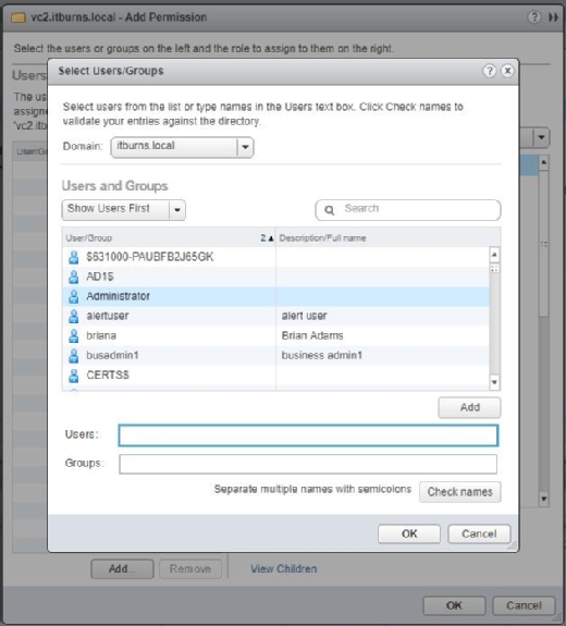 vCenter accounts