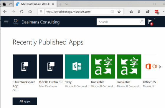 Intune web portal