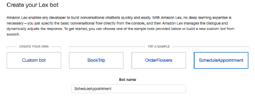 Create a Lex bot without deep learning expertise.