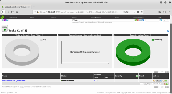 Greenbone Security Assistant software tool screenshot