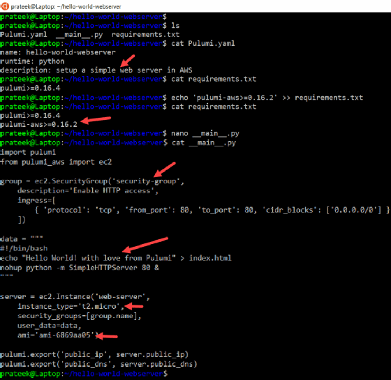 Pulumi infrastructure dependencies