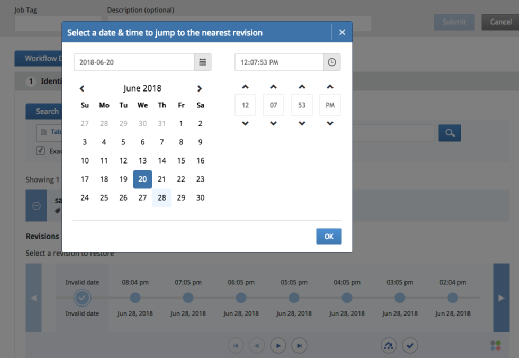 Screenshot of time-travel widget