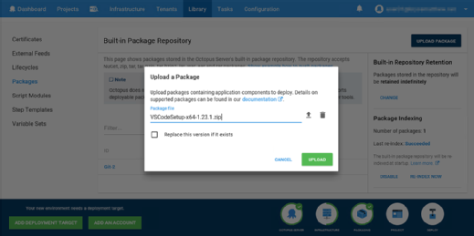 Package upload in Octopus Deploy