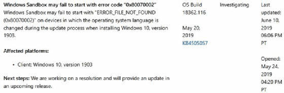 Windows Sandbox issue