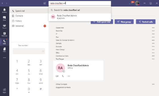 Microsoft Teams dial by name