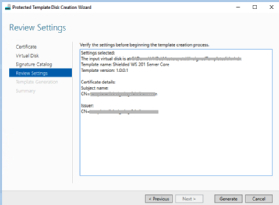 Shielded Template Disk Creation Wizard