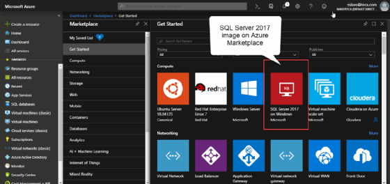 SQL Server 2017 VM image on Azure Marketplace