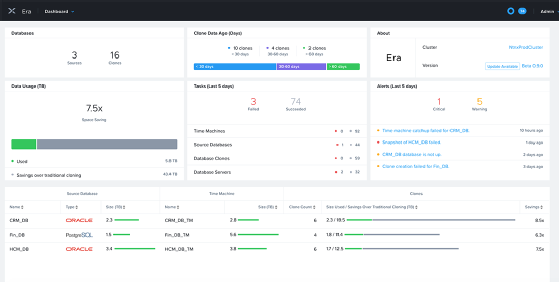 screenshot of Nutanix Era