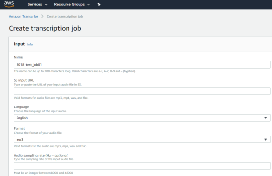 Start the service by creating a transcription job.