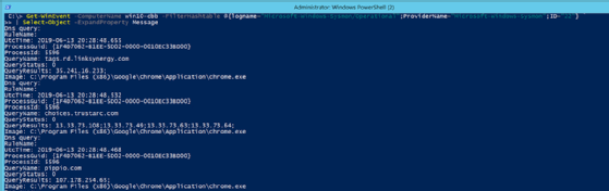 Search the Sysmon event log