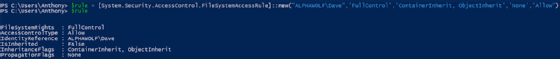 rule command output
