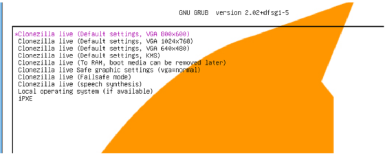 Clonezilla backup screenshot