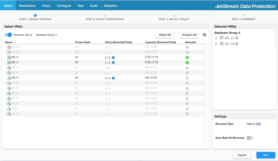 Screenshot of JetStream Data Protection