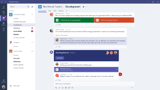 Microsoft Teams layout
