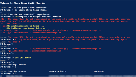 Azure Cloud Shell cursor