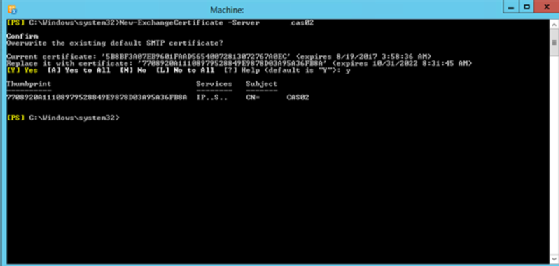 Exchange certificate replacement