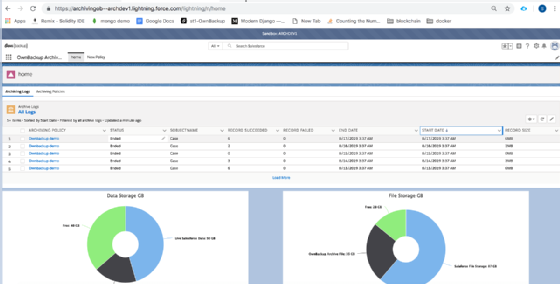 Screenshot of OwnBackup Archiver dashboard