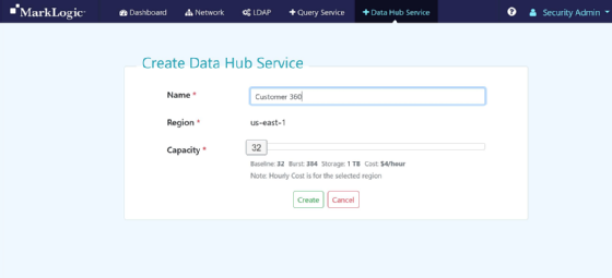 MarkLogic Data Hub Service setup screen