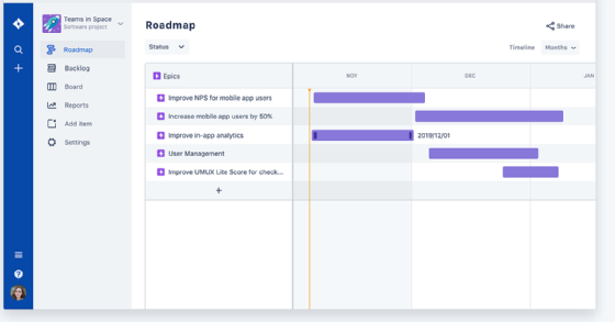 Jira roadmap UI