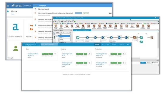Screenshot of the Alteryx platform landing pages