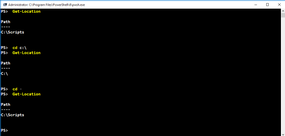 PowerShell Core 6.1 file navigation command