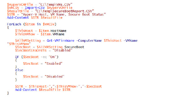 Powershell script for secure boot settings