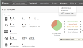 Screenshot of Druva Phoenix and AWS Snowball Edge integration