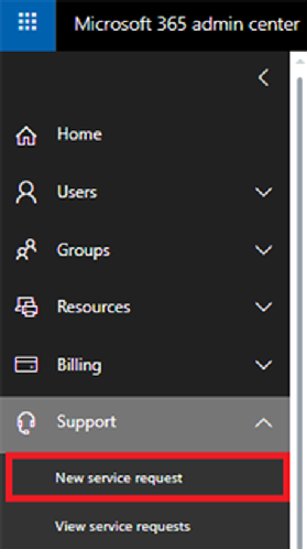 The New service request button