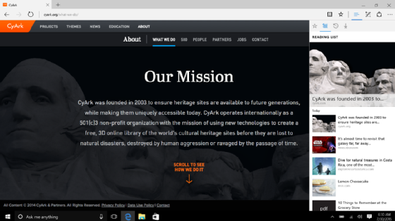 An example of a Microsoft Edge webpage