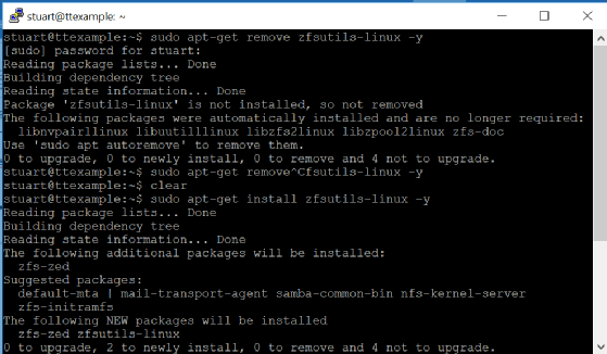 Initial ZFS install commands