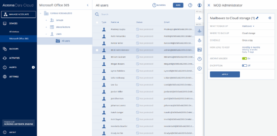 Screenshot of Acronis Data Cloud 7.8 interface