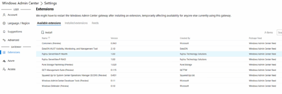 Windows Admin Center extensibility