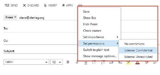 Message classifications in OWA 