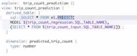 Looker sample code for building a machine learning model with Google's BigQuery ML